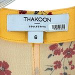 THAKOON COLLECTIVE Yellow & Red Floral Crepe Short Sleeve Wrap Dress Size 6 Photo 7