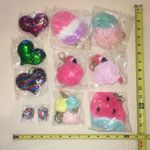 W Pink & Mint Fuzzy Ice Cream Pom Pom Keychain Photo 6