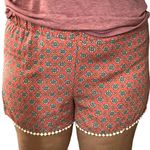 About A Girl X-LARGE Boho Pom Pom Elastic Waist Comfy Patterned Shorts Photo 1