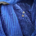 Banana Republic Blue Dress Micro Pleated Loose Fit Balloon Sleeves Size Medium Photo 7