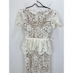 Self Portrait Cream Lace Peplum Midi Dress Wedding Bridal Cocktail US 2 NWT White Photo 11