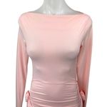 LIONESS NEW  Glory Blush Pink Long Sleeve Ruched Boat Neck Mini Bodycon Dress XS Photo 8