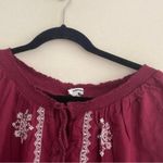 Sonoma  Maroon Red Embroidered Exposed Sleeve Peasant Blouse Shirt Top Boho Photo 1