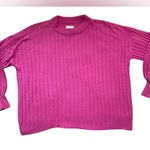 Aerie Hot Pink Buttercream Ribbed Long Sleeve Crewneck Sweater Photo 3