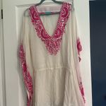 Taj by Sabrina Crippa silk beaded sequin gorgeous medium M tunic top cover swim Pink Photo 6
