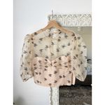 ZARA Puff Sleeve Semi Sheer Floral Top Photo 2