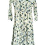 Sweet Baby Jamie Ivory Floral Print Tiered Midi Dress Size XS NWT NEW Lined Blue Photo 1