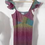 Saylor Myrah Metallic Rainbow Ombré Flutter Sleeve Midi Cocktail Dress Photo 7