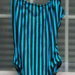 Vintage Sergio Valente retro striped one piece bathing suit Size 13/14 Blue Photo 0