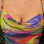 SheIn Color Block Draped Crop Mesh Cami Top Photo 0