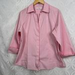 Foxcroft Taylor No Iron Pinpoint 3/4 Sleeve Shirt In Chambray Pink Size 16 NWT Photo 8