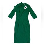 Retro 50s 60s Tie Neck 3/4 Sleeve Stretch Pencil Dress Green Photo 1