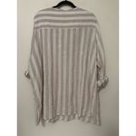 Antibes Blanc Linen Tunic Top Womens 2X Beige White Striped Roll Tab Sleeve Tan Size XXL Photo 2
