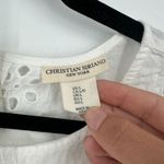 Christian Siriano Boho White Linen Blend Eyelet Embroidery Top Blouse Large Photo 2