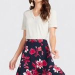 Draper James  Navy and Pink Darlington Floral Flounce Skirt Photo 0