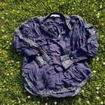 Gretchen Scott  Embroidered Notched Navy Peasant Top Photo 0