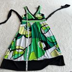 City Triangles  Patterned Summer Dress‎ Womens S Green Sleeveless Padded Back Tie Photo 8