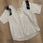 Ace & Jig Anthropologie white and black plaid blouse size small Photo 3