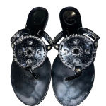 Jack Rogers  Black Leather Georgica Jelly Sandals Size‎ 8 Photo 2