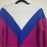 Time and Tru Colorblock Sweater S Lolita Pink Blue White Chevron Pullover‎ Photo 5