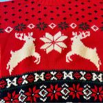 Vintage Michelle Stuart Hand Knit Christmas Reindeer Sweater Mohair Wool Large Red Photo 3