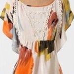 Anthropologie  Edme & Esyllte Cream Colored 100% Silk Fairy Top Photo 0