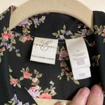 Emma James 🌞 Black Floral Button Up Short Sleeve Blouse Photo 1