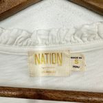 Nation Ltd  Tierra Flirty Tee White Ruffled Neck Flutter Sleeve V Neck T Shirt Photo 7