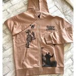 Homme Femme Pink Skeleton Hoodie Dusty Rose Full Zip Streetwear Graphic Zip Sz S Photo 0