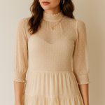 Scobe Cream Swiss Dot Mesh Ruffle Top - Size M Photo 0