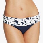 Anne cole Women’s  XL Navy & White Floral Trim Fold Over Swim Bikini Bottom NWT Photo 0