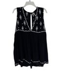 Free People  Sleeveless Diamond Embroidered Boho Sleeveless Top Black Size M Photo 4