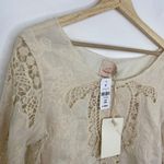 LF  Nature Rose Cream Long Sleeve Woven Crop Top Women's Size Small/Medium S/M Photo 4