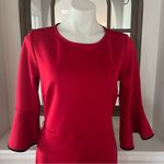 Krass&co NY & Stretch Red Bell-Sleeve Dress w/Black Trim, Size M Photo 5