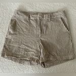 A New Day Seersucker Striped Chino Shorts in Tan & Brown Stripe Photo 3