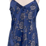 Victoria's Secret VICTORIA’S SECRET Vintage SemiSheer Blue Satin Lace Up Back & Bow Chemise Size M Photo 0
