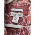 Rachel Zoe  Blouse Button-Up Cropped Aztec Top 100% Linen Red Orange Size M Photo 2