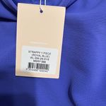 Wilo the Label Ribbed purple Square Neck Thin Strap One Piece Swimsuit S Black Photo 1