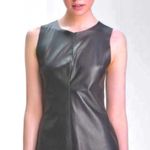 PJK Patterson J.Kincaid Vena Shell Black 100% Lamb Leather Top Size S Zip Back Photo 0