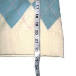 Lands' End Cashmere Argyle V-Neck Cream Blue Sweater SMALL Photo 5