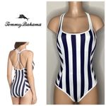 Tommy Bahama New.  navy and white stripe active swimsuit. 4. Retails $155 Photo 1