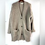 Lovestitch  M/L Oversized Knotted Knit Long Pocketed Cardigan Sweater in Taupe Photo 2