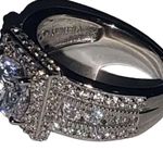 Sterling Silver Ring Size 8 Square CZ Diamond Ring Band Photo 3