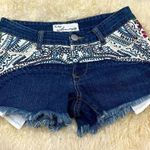 Vintage Havana Paisley / Floral Embroidered Frayed Denim Shorts 25 Photo 0