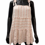 Le lis  Pink‎ Striped Tiered Mini Dress Rayon Lined Bow Tie Straps Size S Photo 0