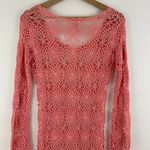 Hula-La Vintage Y2K Coral Pink Crochet Summer Beach Swim Cover Up Mini Dress Photo 10
