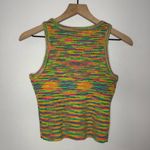 Neon Multicolor Knit Crop Tank Top‎ Yellow Photo 2