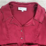 Vintage Joan Yellen Rhinestone Button Satin Blouse Womens Medium Red Silky Top Photo 8