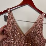 Nightway  Women prom Pink Sequin Evening Dress Low Cut Sleeveless V Neck Full 6P Photo 7