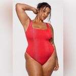 YITTY Shaping Swim Luxe Waist Cinching Shimmered Drop-Red Gorg/Silver Size 2X Photo 3